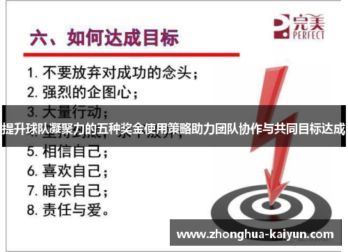 提升球队凝聚力的五种奖金使用策略助力团队协作与共同目标达成 提升球队凝聚力的五种奖金使用策略助力团队协作与共同目标达成